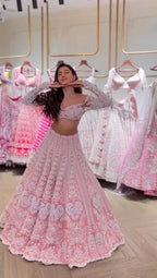 Bold Pink Lehenga Set with Rainbow Sequins & Resham Dori Work