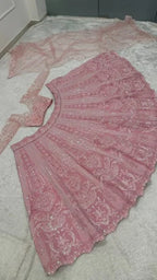 Bold Pink Lehenga Set with Rainbow Sequins & Resham Dori Work
