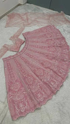 Bold Pink Lehenga Set with Rainbow Sequins & Resham Dori Work