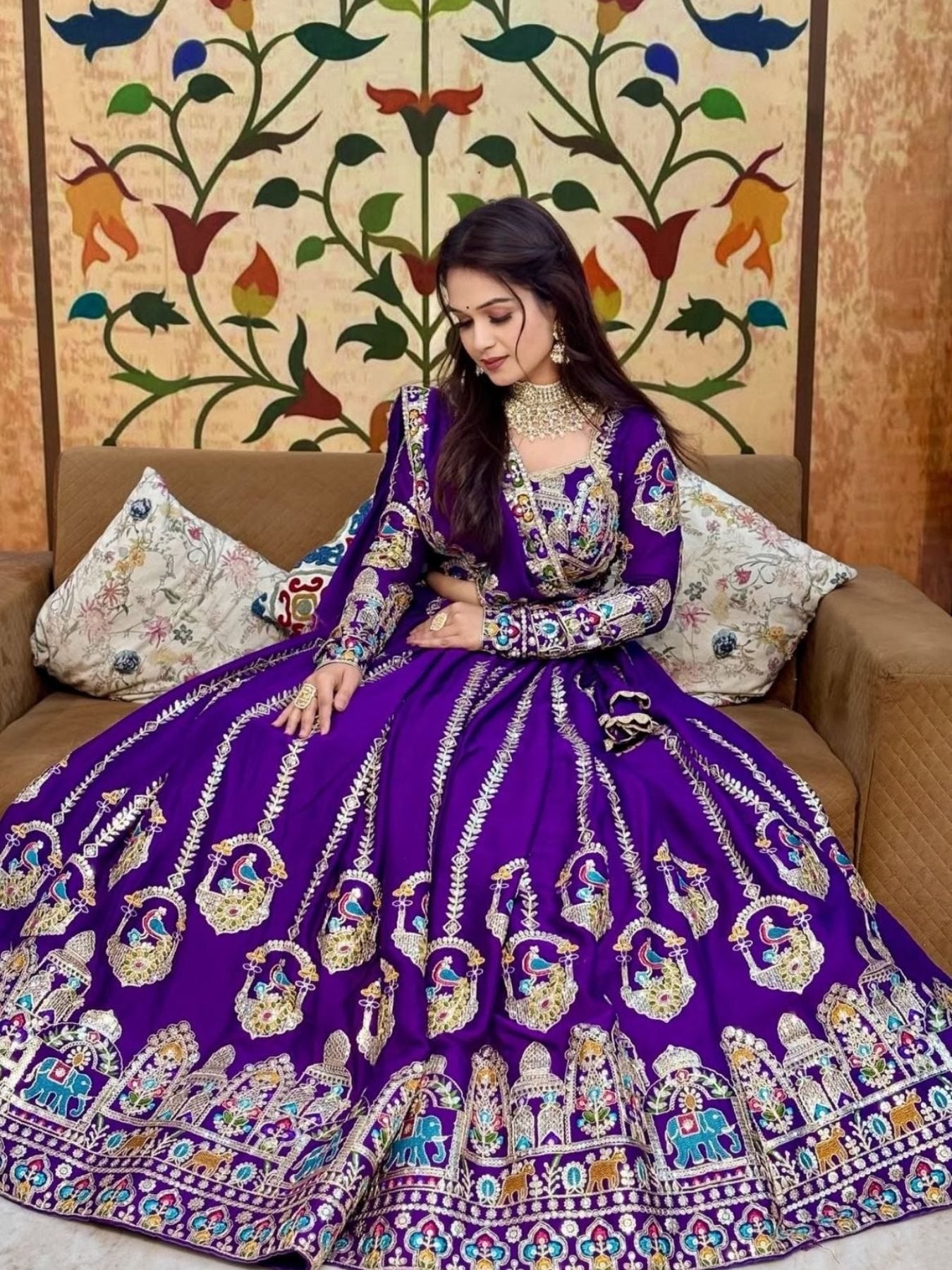 Pure Vichitra Silk Festival Lehenga Choli | Heavy Embroidery Coding Sequence & Thread Work