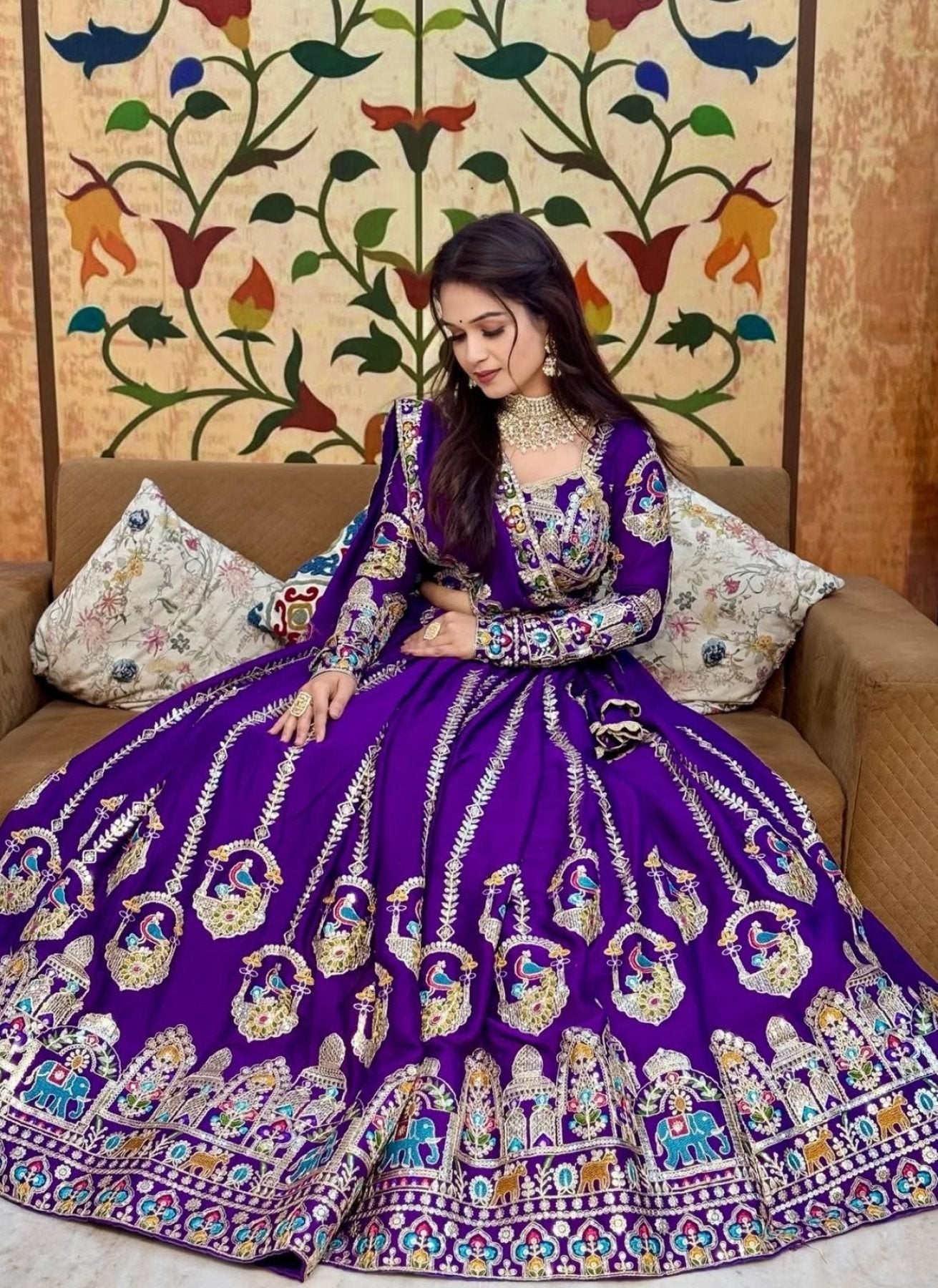 Pure Vichitra Silk Festival Lehenga Choli | Heavy Embroidery Coding Sequence & Thread Work