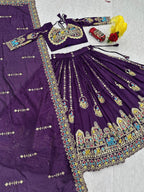 Pure Vichitra Silk Festival Lehenga Choli | Heavy Embroidery Coding Sequence & Thread Work