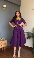 Summer Special Pure Cotton Embroidered One Piece Dress