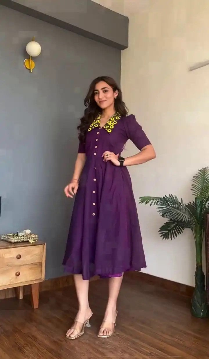 Summer Special Pure Cotton Embroidered One Piece Dress