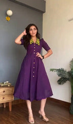 Summer Special Pure Cotton Embroidered One Piece Dress