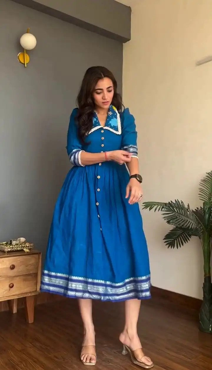 Summer Special Pure Cotton Embroidered One Piece Dress