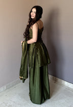 Olive Green Designer Chinon Kurti Set For Women