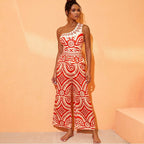 Swimsuit with Tulle Print Printed Pants