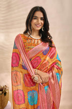 The pink zari border and Saree