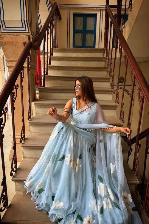 Premium Georgette Lehenga Saree Ready to Wear at Snyvia