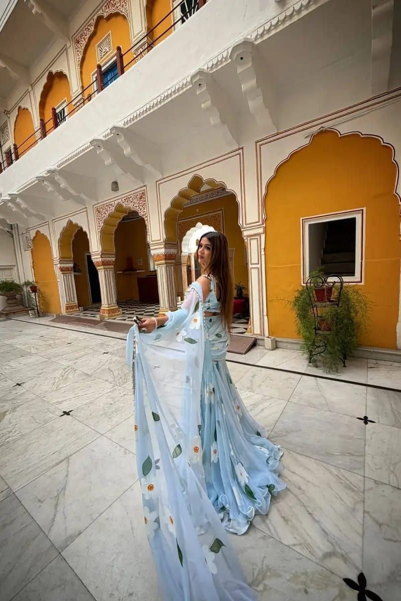 Premium Georgette Lehenga Saree with Dupatta & Blouse | Ready To Wear |