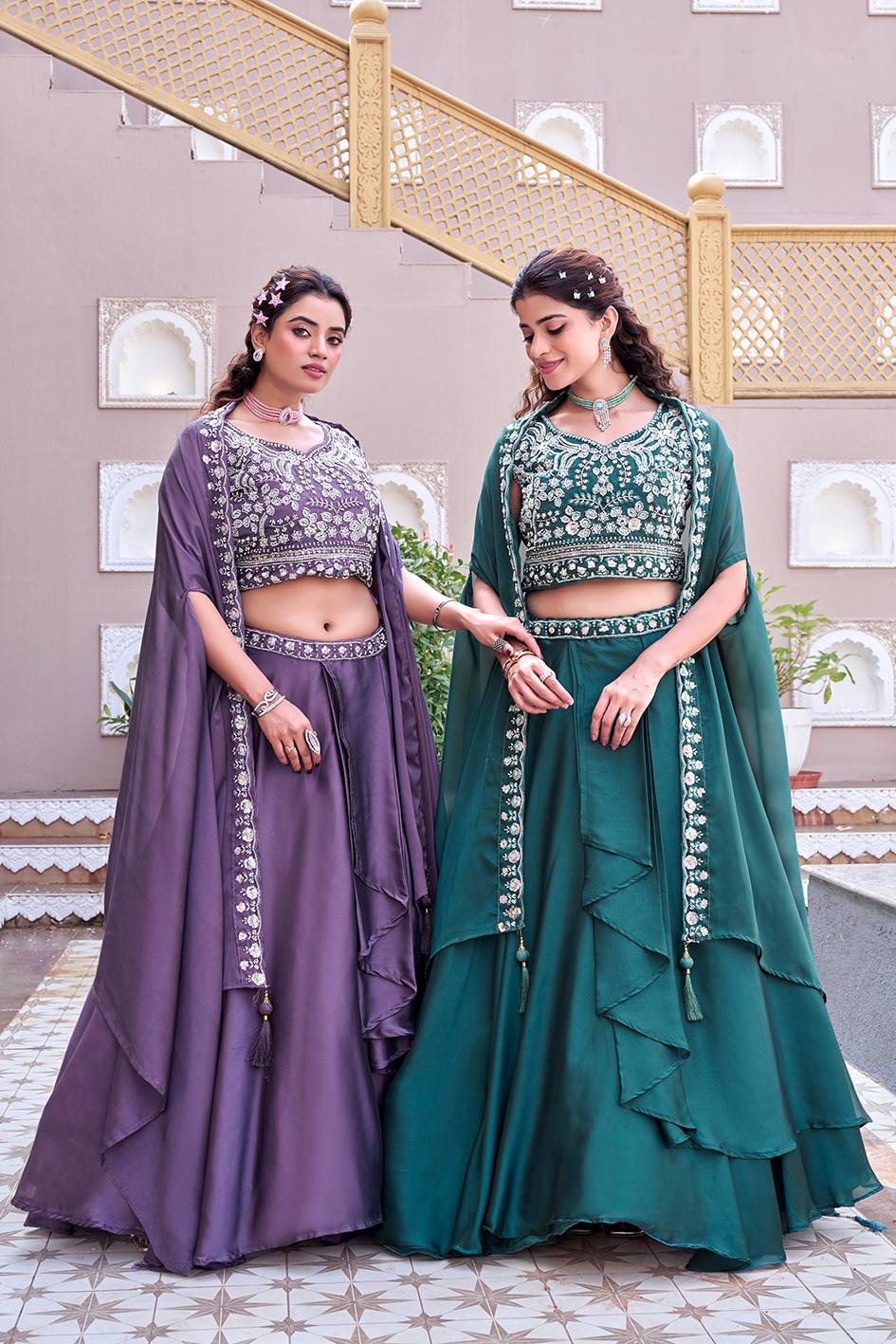 Pure Rangoli Silk Lehenga Choli with Shrug Dupatta | Heavy Embroidery |