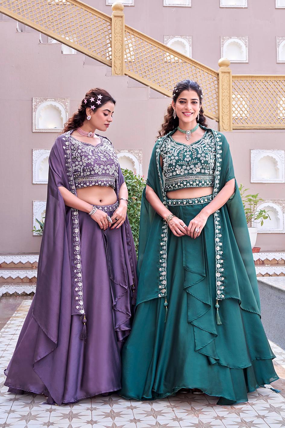 Pure Rangoli Silk Lehenga Choli with Shrug Dupatta | Heavy Embroidery |