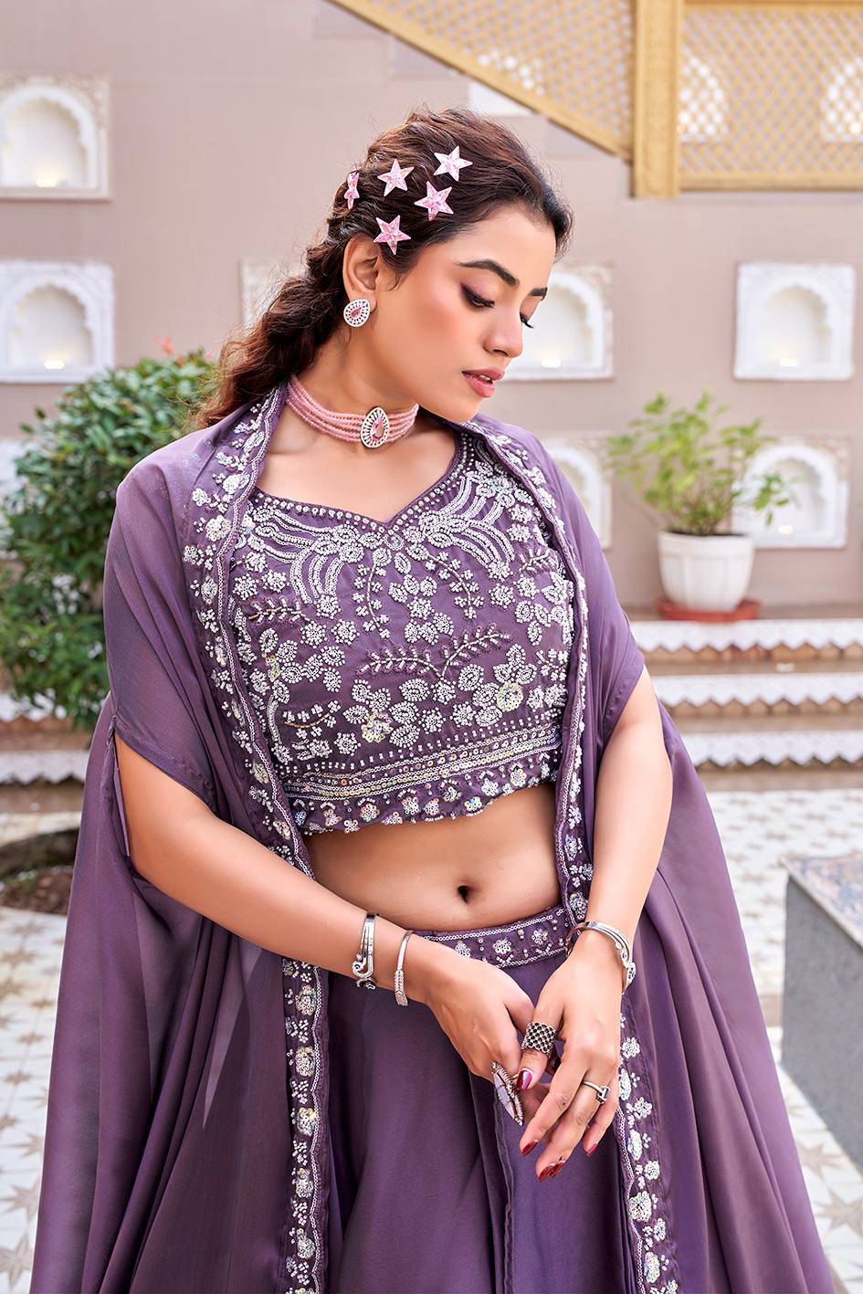 Pure Rangoli Silk Lehenga Choli with Shrug Dupatta | Heavy Embroidery |