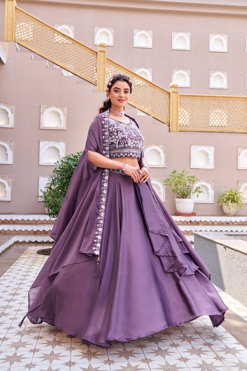 Pure Rangoli Silk Lehenga Choli with Shrug Dupatta | Heavy Embroidery |
