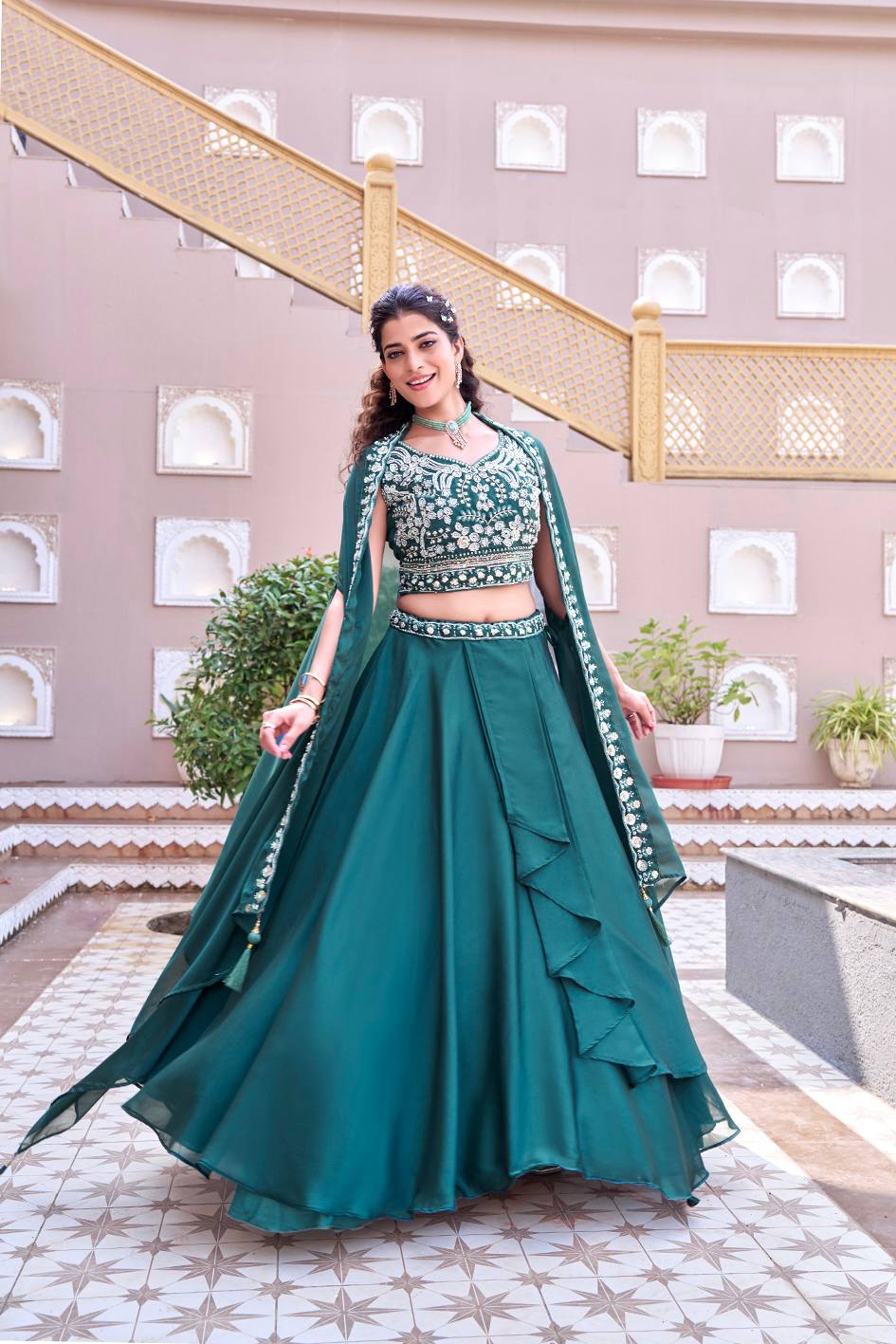 Pure Rangoli Silk Lehenga Choli with Shrug Dupatta | Heavy Embroidery |