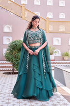 Pure Rangoli Silk Lehenga Choli with Shrug Dupatta | Heavy Embroidery |