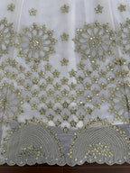White Faux Georgette Lehenga Choli with Sequence & Thread Work