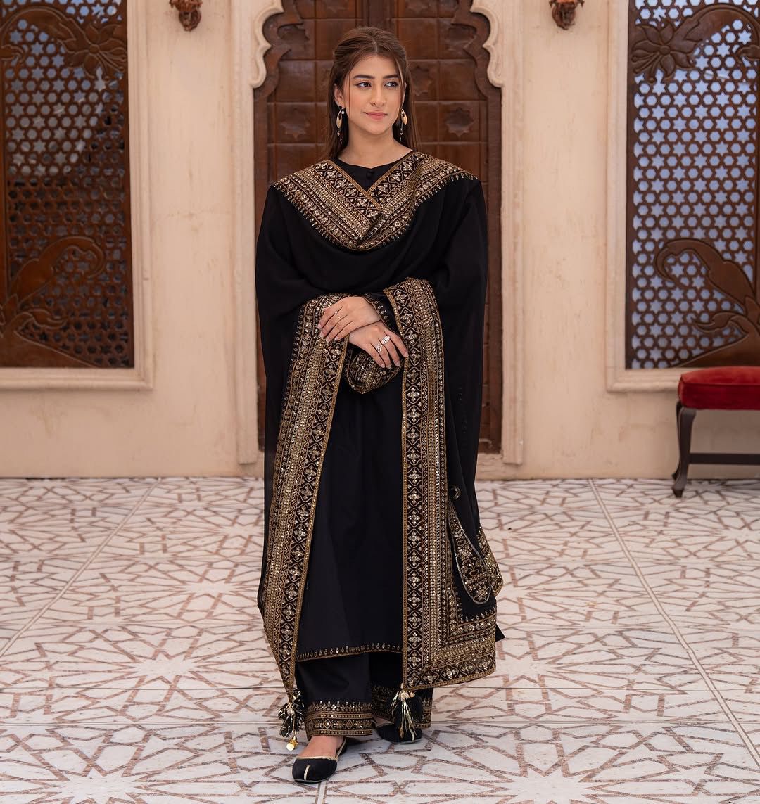 Zaira Luxe Embroidered Party Wear Top Pant Set with Fancy Dupatta