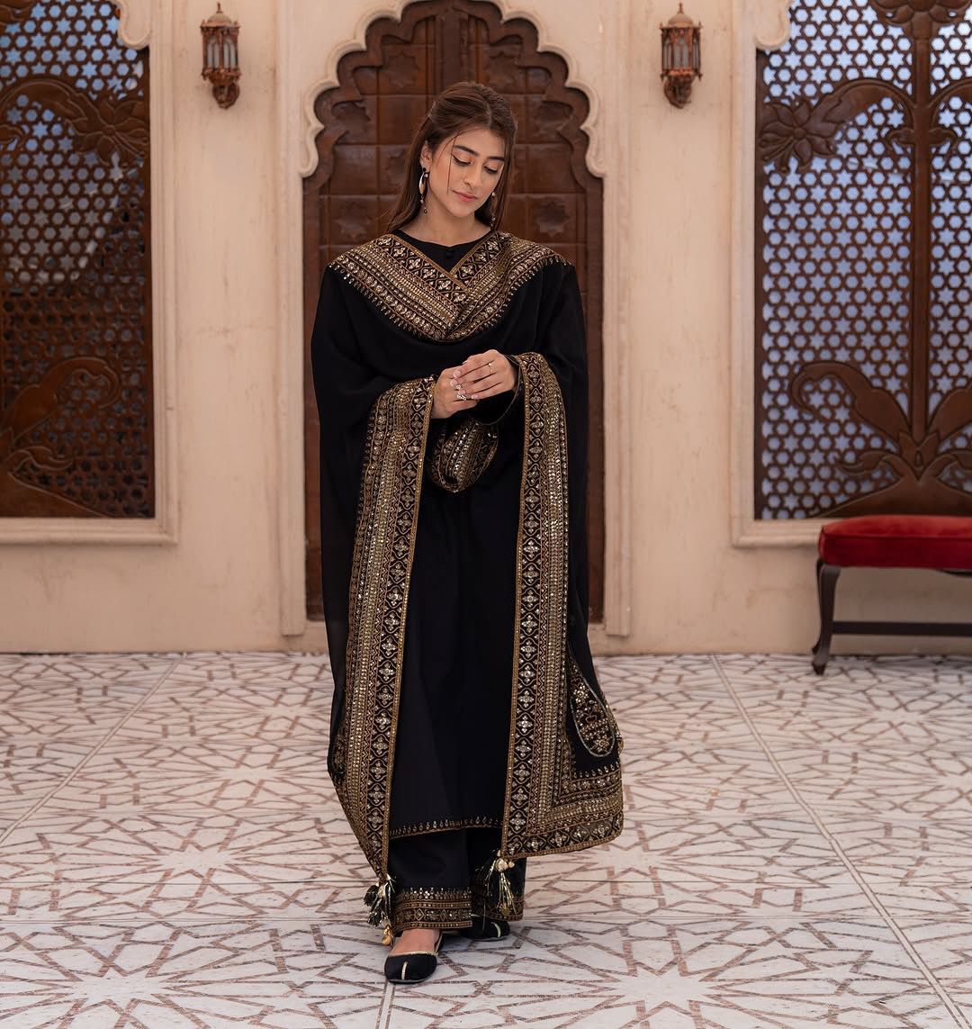 Zaira Luxe Embroidered Party Wear Top Pant Set with Fancy Dupatta
