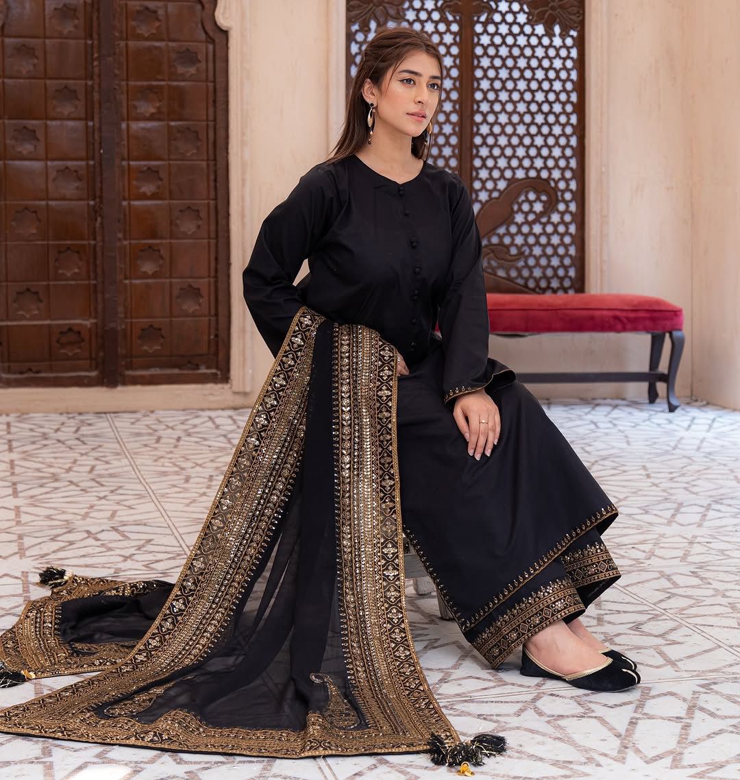 Zaira Luxe Embroidered Party Wear Top Pant Set with Fancy Dupatta