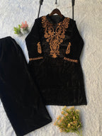 Ziva Thread Embroidered Velvet Co-Ord Set