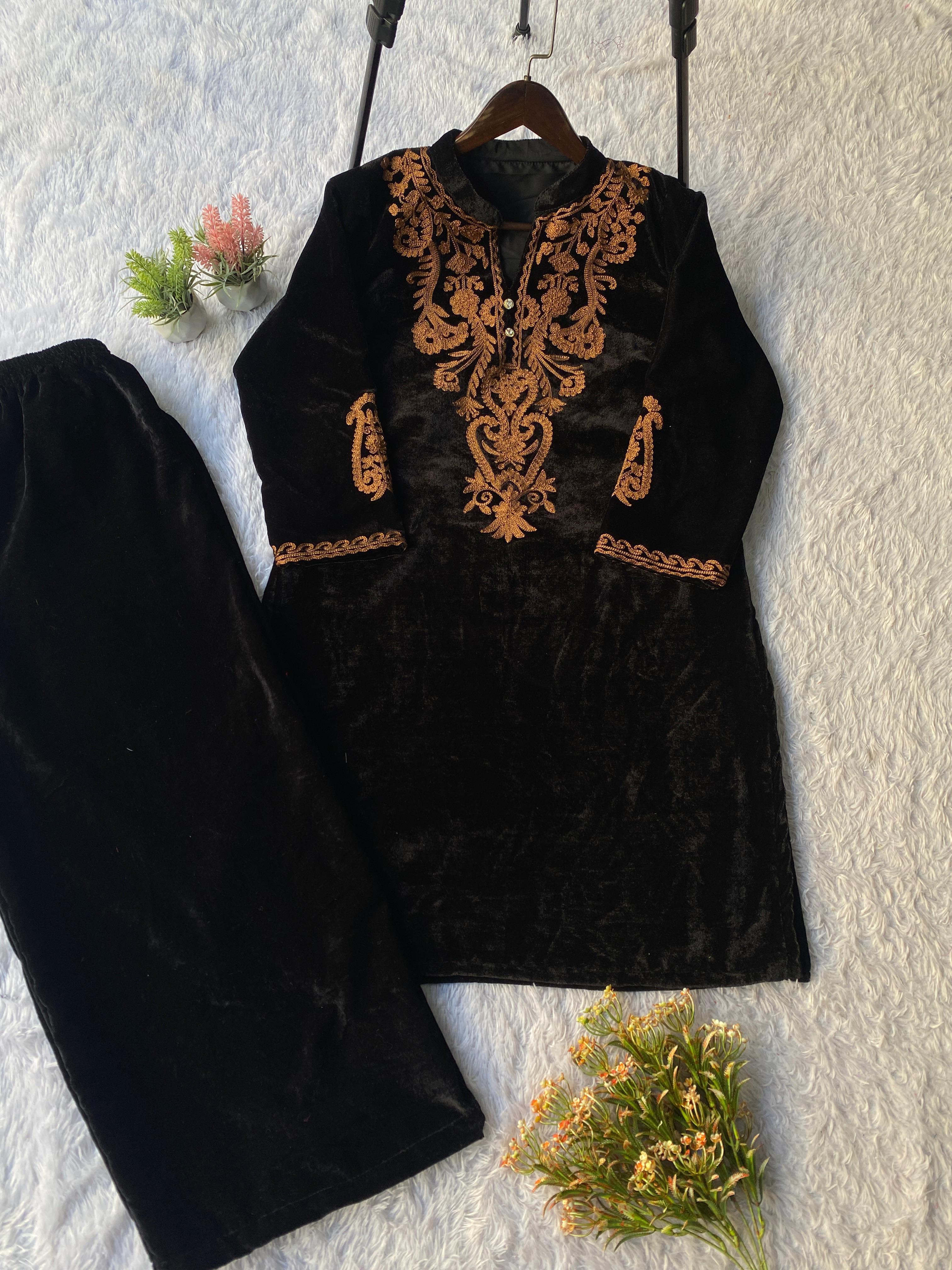Ziva Thread Embroidered Velvet Co-Ord Set