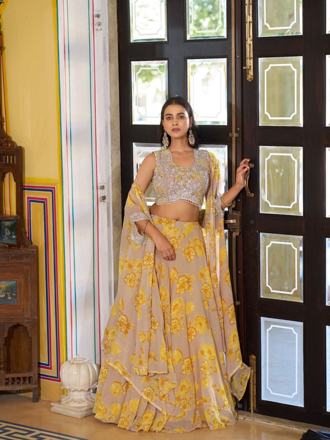 Ready to Wear Georgette Lehenga Choli with Sequins Work for Festive Wear back view