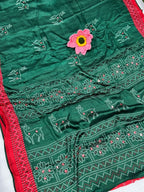 Green Moss Saree - drape and pallu detail