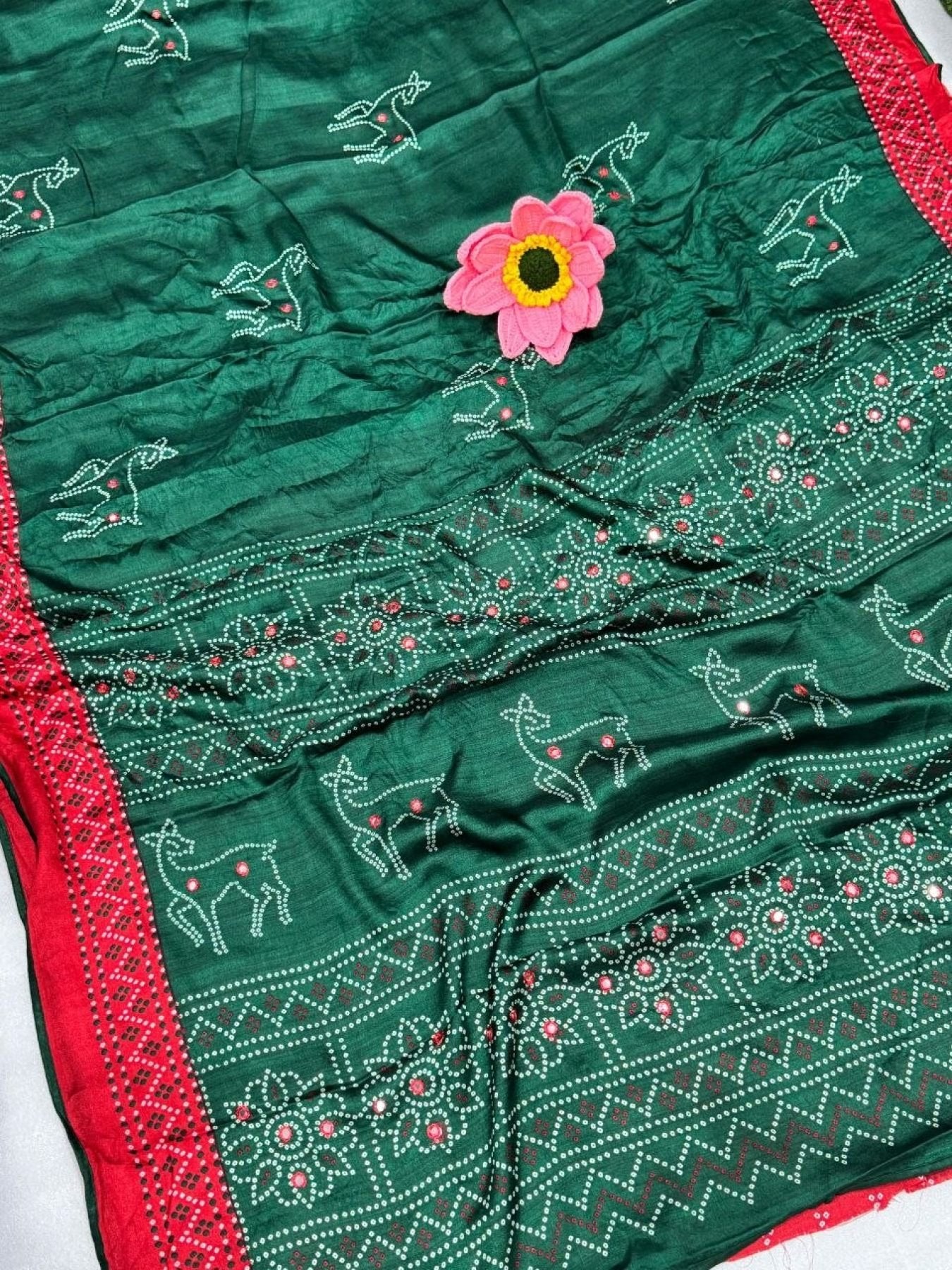 Green Moss Saree - drape and pallu detail