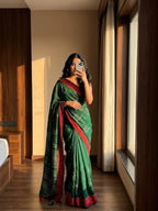 Green Moss Saree - side drape view