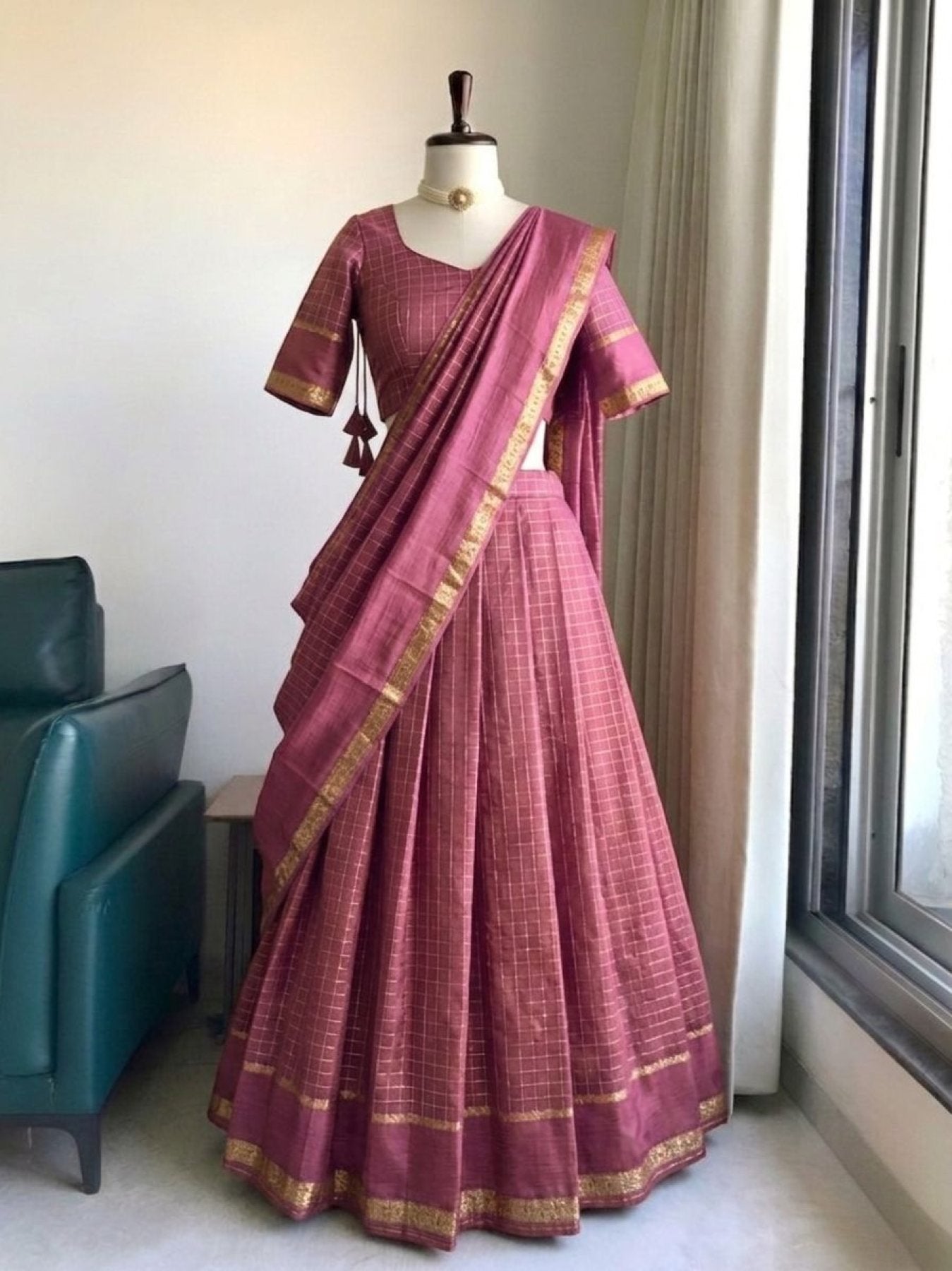 Viscose Georgette Lehenga Choli with Zari Weaving Work embroidery close-up
