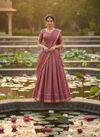 Viscose Georgette Lehenga Choli with Zari Weaving Work fabric texture detail