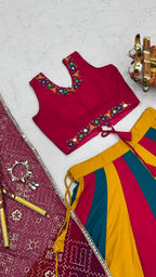 Pure Cotton Lehenga Choli with Colour Kali and Cotton Dupatta full drape view