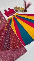 Pure Cotton Lehenga Choli with Colour Kali and Cotton Dupatta blouse and dupatta detail
