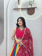 Pure Cotton Lehenga Choli with Colour Kali and Cotton Dupatta full drape view