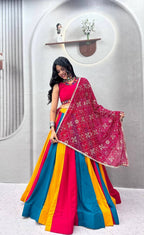 Pure Cotton Lehenga Choli with Colour Kali and Cotton Dupatta embroidery close-up