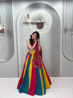 Pure Cotton Lehenga Choli with Colour Kali and Cotton Dupatta fabric texture detail