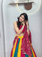 Pure Cotton Lehenga Choli with Colour Kali and Cotton Dupatta back view