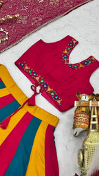 Pure Cotton Lehenga Choli with Colour Kali and Cotton Dupatta front view