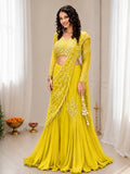 Yellow Lehenga Saree for women - full front view | Snyvia