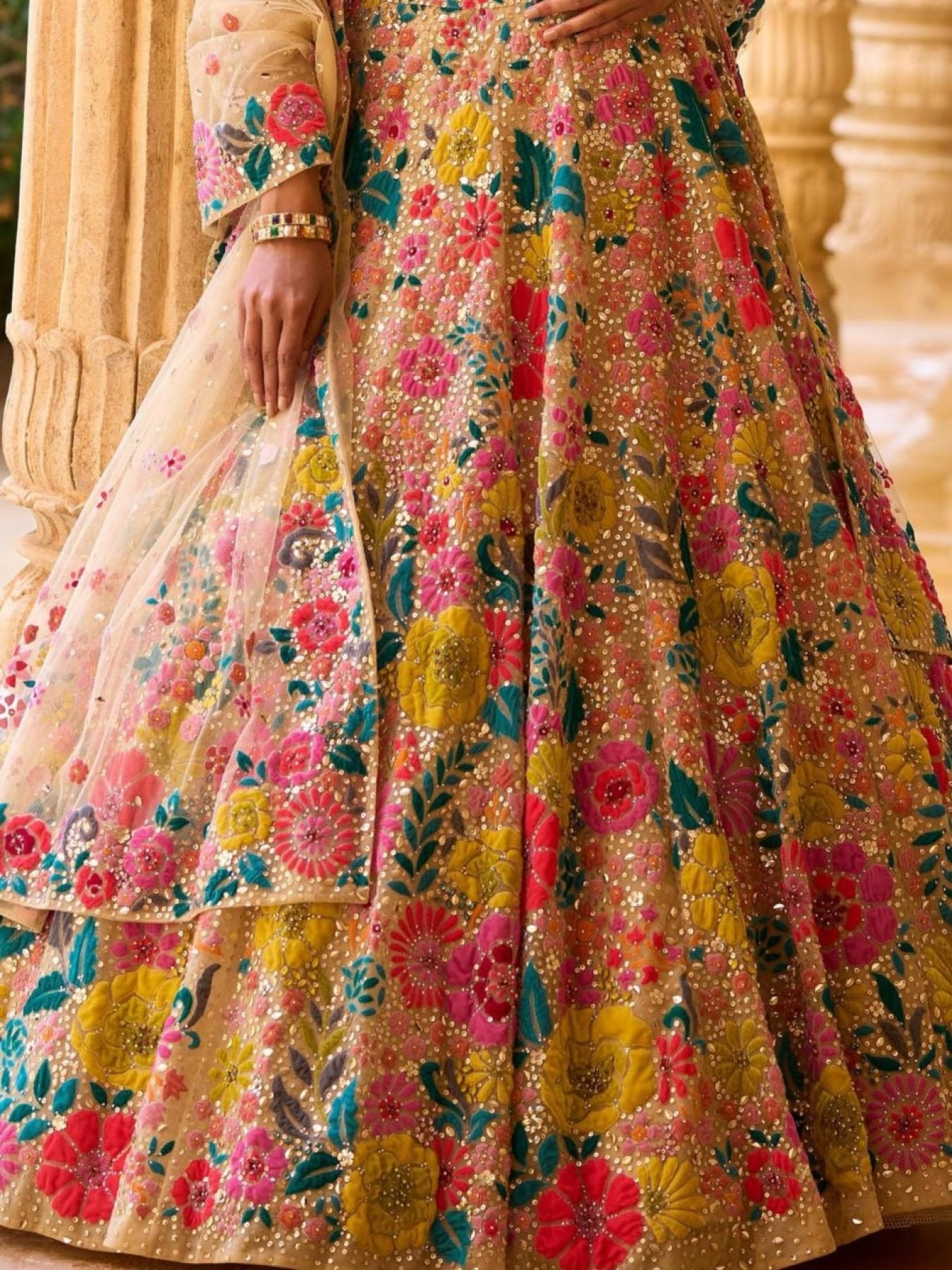 Yellow Georgette Lehenga Choli with Soft Net Dupatta styling view