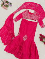 Pink Chinon Lehenga - styling and accessories view