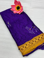 Purple Moss Saree - drape and pallu detail