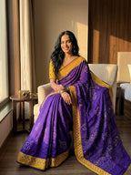 Purple Moss Saree - blouse and border close-up