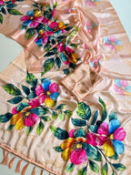 Peach Chinon Saree - blouse and border close-up