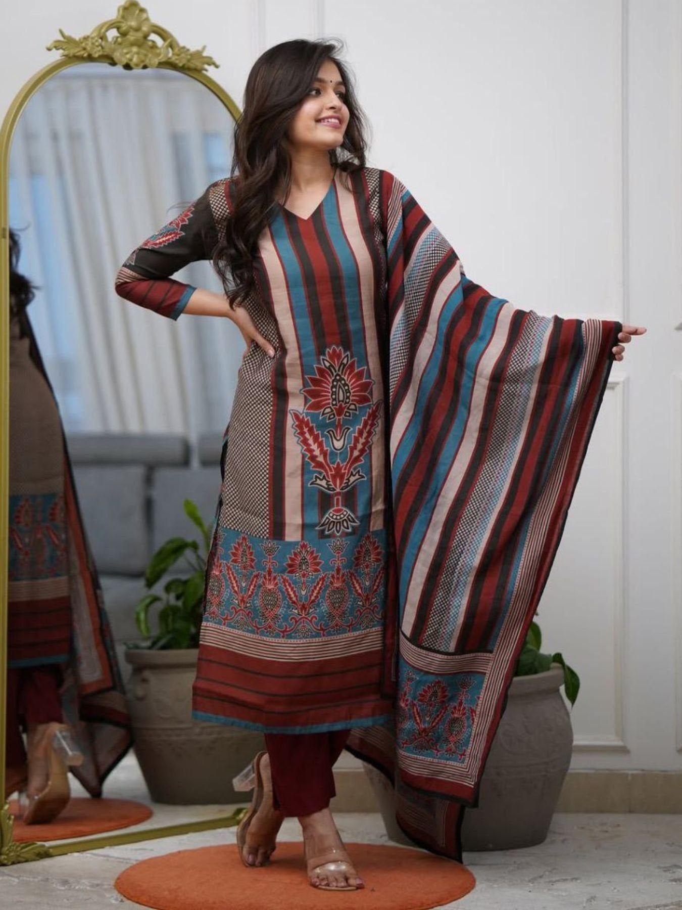 Rayon Printed Kurta Pant Lightweight Mul Cotton Dupatta for women | Snyvia