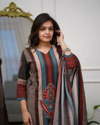 Rayon Printed Kurta Pant Lightweight Mul Cotton Dupatta embroidery close-up