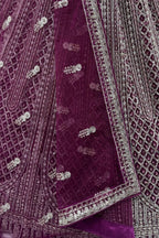 Navy Net Lehenga with Embroidery for Wedding Wear back view