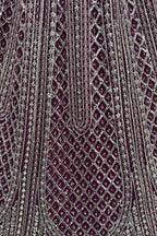 Navy Net Lehenga with Embroidery for Wedding Wear styling view
